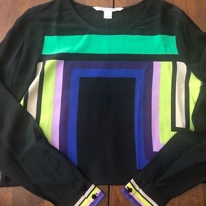 DVF Silk, Colorblock Blouse